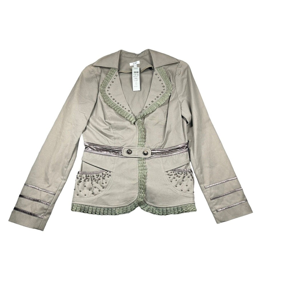 Cache Pearl Embellished Jacket Top New Sz 6 Lined Lace Trim $178 NWT